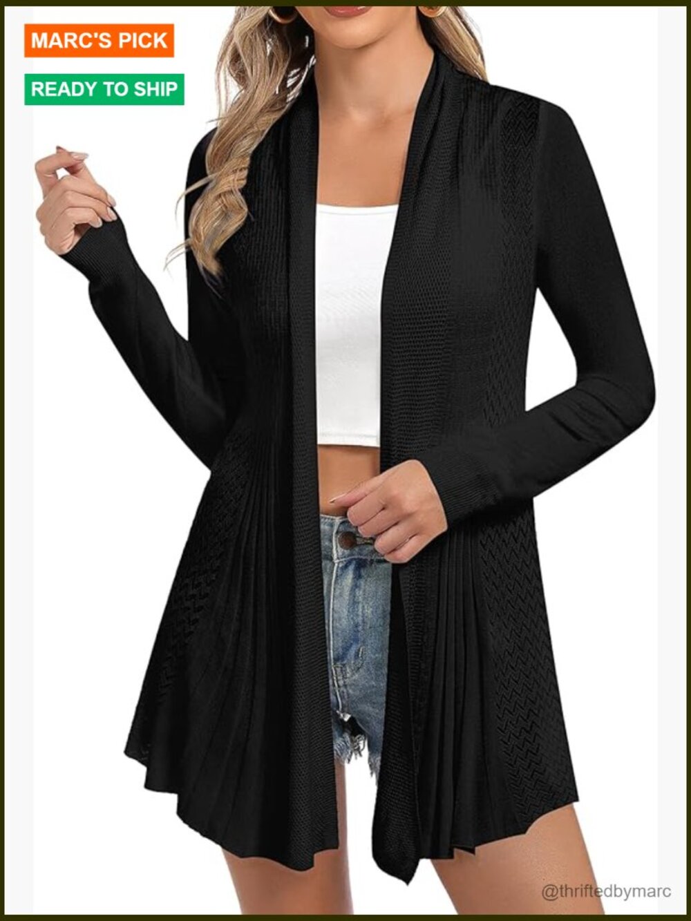 Women's Open Front Knit Cardigan Long Sleeve Lightweight Sweater